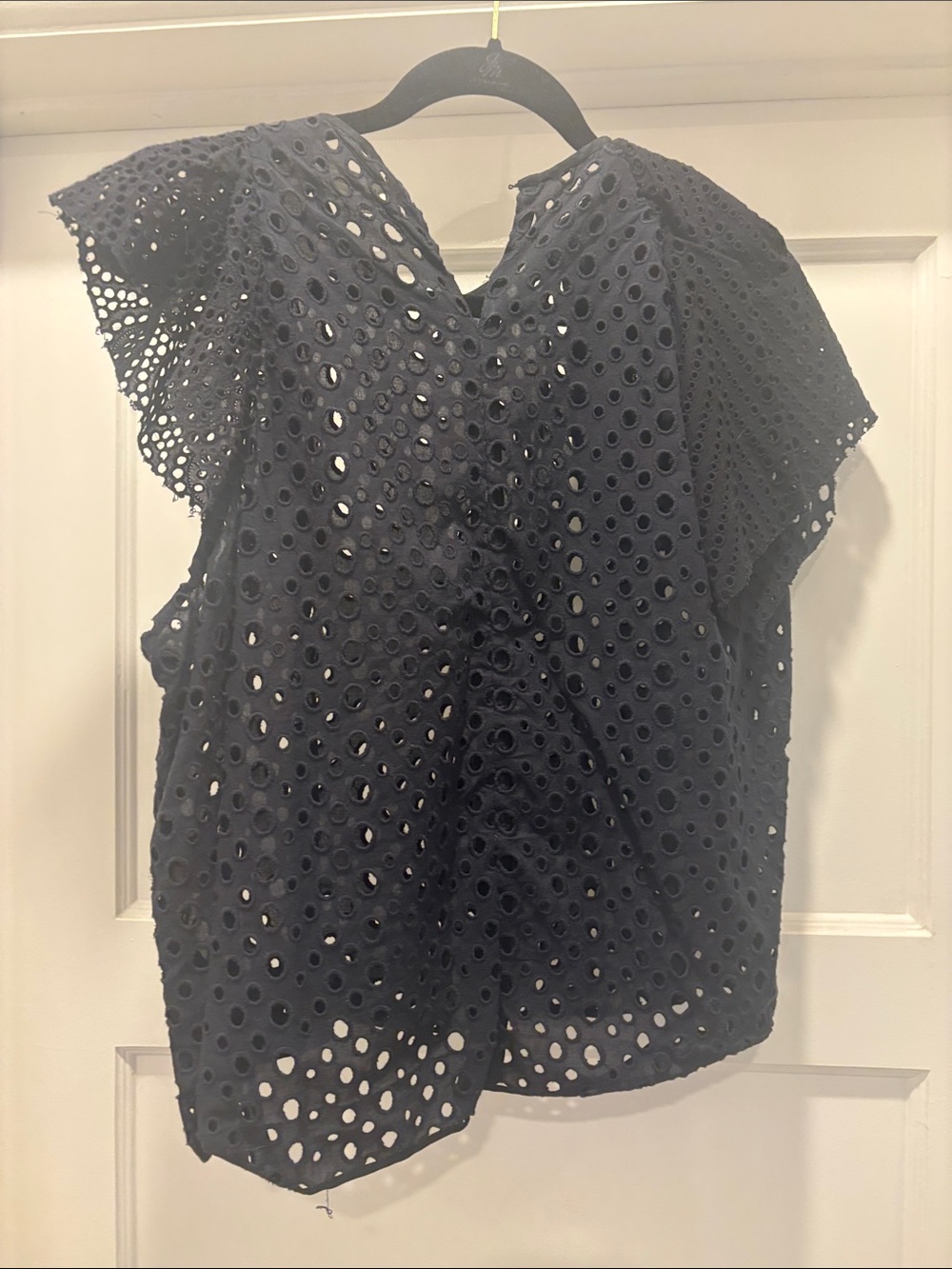 Isabel Marant Black Eyelet Ruffle Sleeveless Blouse - Picture 3 of 4
